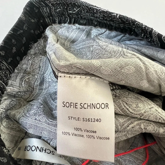 Sofie Schnoor Black White Women’s Patchwork Bandana Print Trousers Pants XS NWT - Picture 7 of 7
